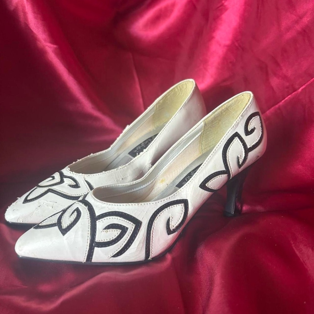 Elegant White and Black Women's Heels